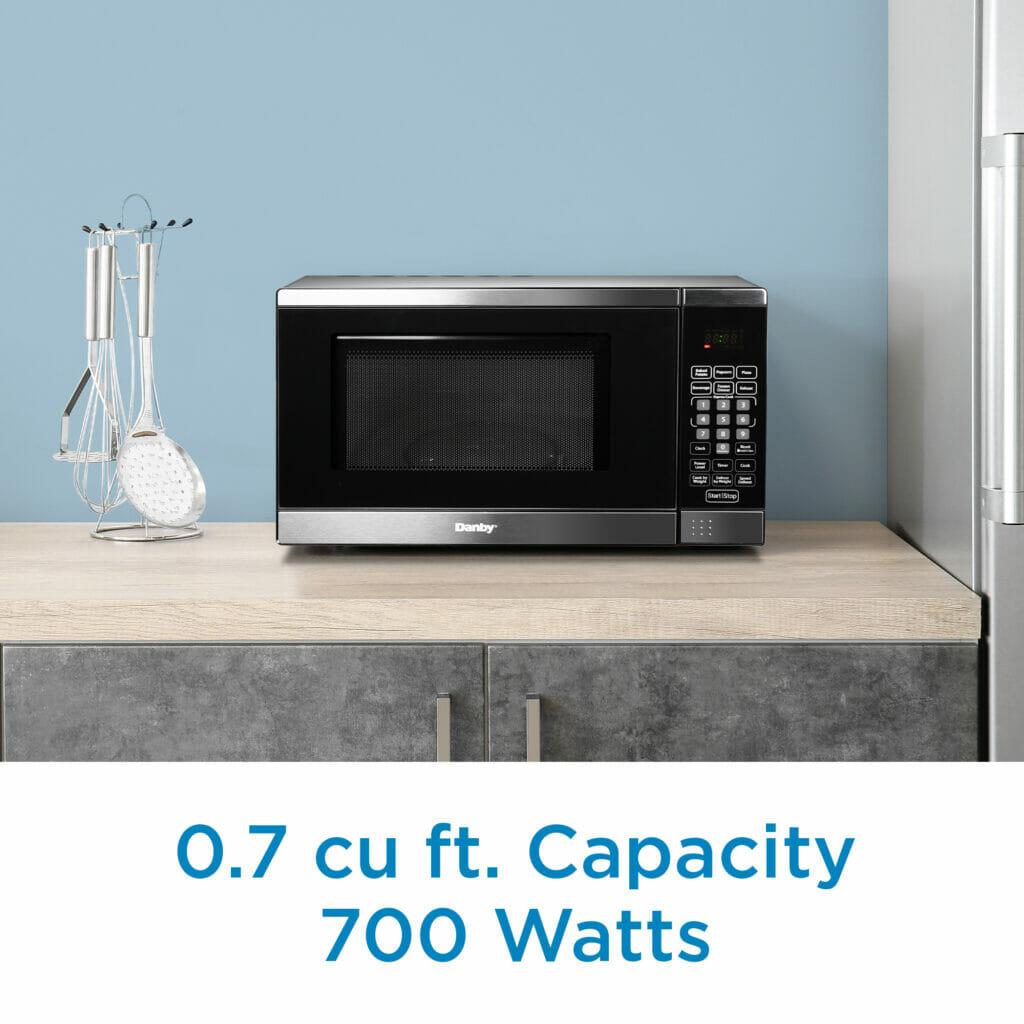 Danby Designer 0.7 cu. ft. Space Saving Under the Cupboard Microwave in Stainless Steel