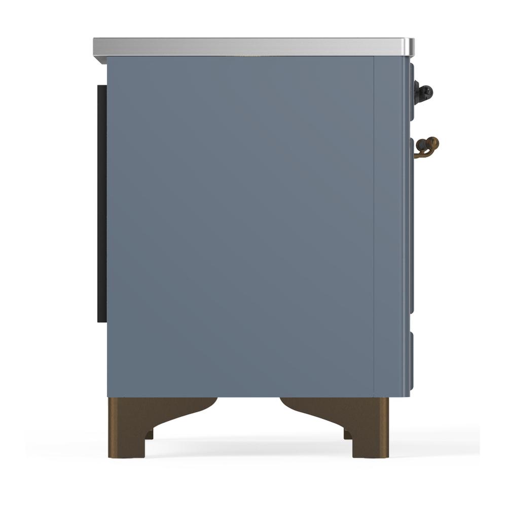 ILVE UMDIB40QNR3BGB Majestic III 40 inch Induction Range with 6 Elements, 3.82 cu. ft. Total Oven Capacity (Solid Door, Blue Grey, Burnished)