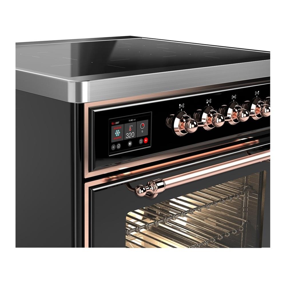 ILVE UMIB30NR3BKP Majestic III 30 inch Induction Range with 4 Elements, 4 cu. ft. Oven Capacity (Triple Glass Door, Glossy Black, Copper)