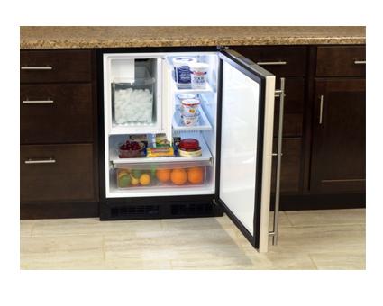 24" Refrigerator Freezer with Ice Maker  Marvel Premium Refrigeration - Solid Stainless Steel Door - Right Hinge