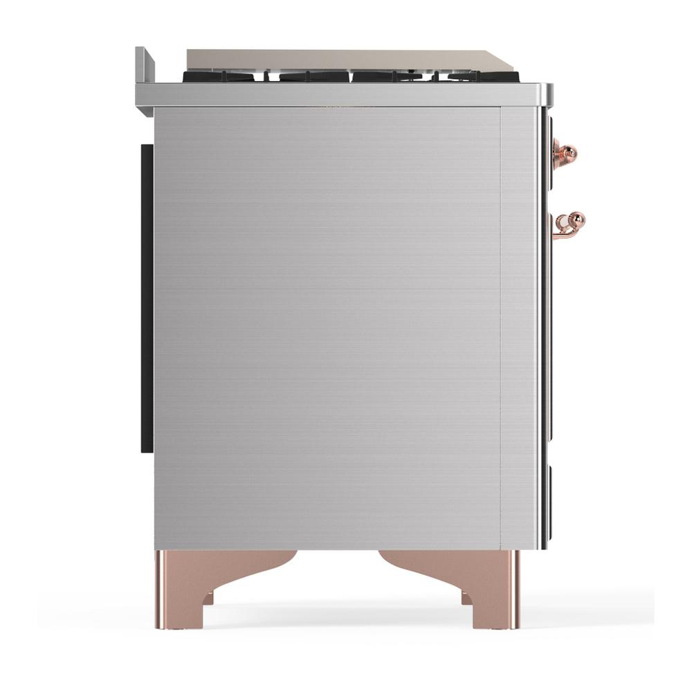 ILVE UM36FNR3SSPLP Majestic III 36 inch Dual Fuel Range with 6 Black Brass Burners and Griddle, Dual Function Burner up to 25,000 BTU (Triple Glass Door, Stainless Steel, Copper, Liquid Propane)