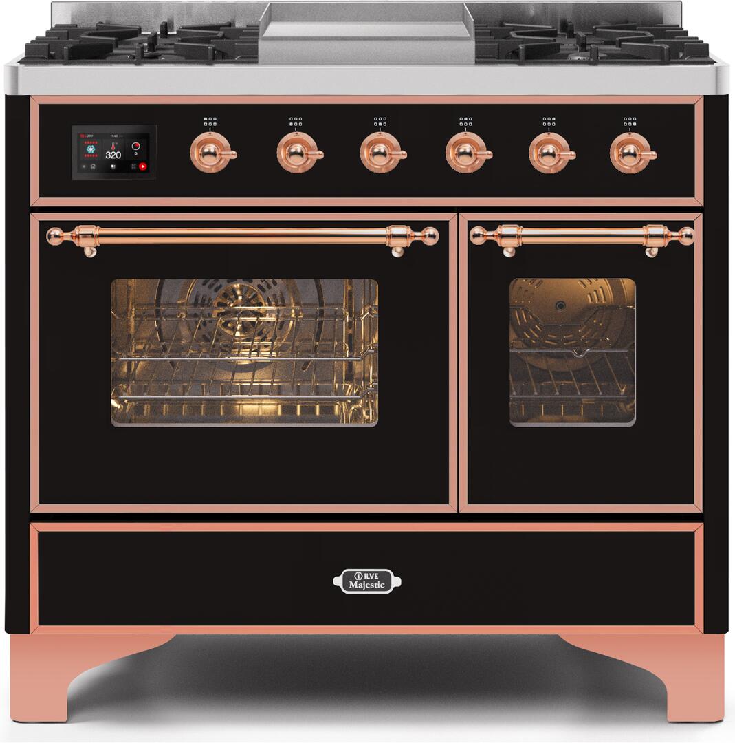 Majestic II 40 Inch Dual Fuel Liquid Propane Freestanding Range in Glossy Black with Copper Trim