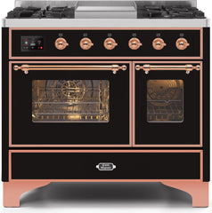 Majestic II 40 Inch Dual Fuel Liquid Propane Freestanding Range in Glossy Black with Copper Trim