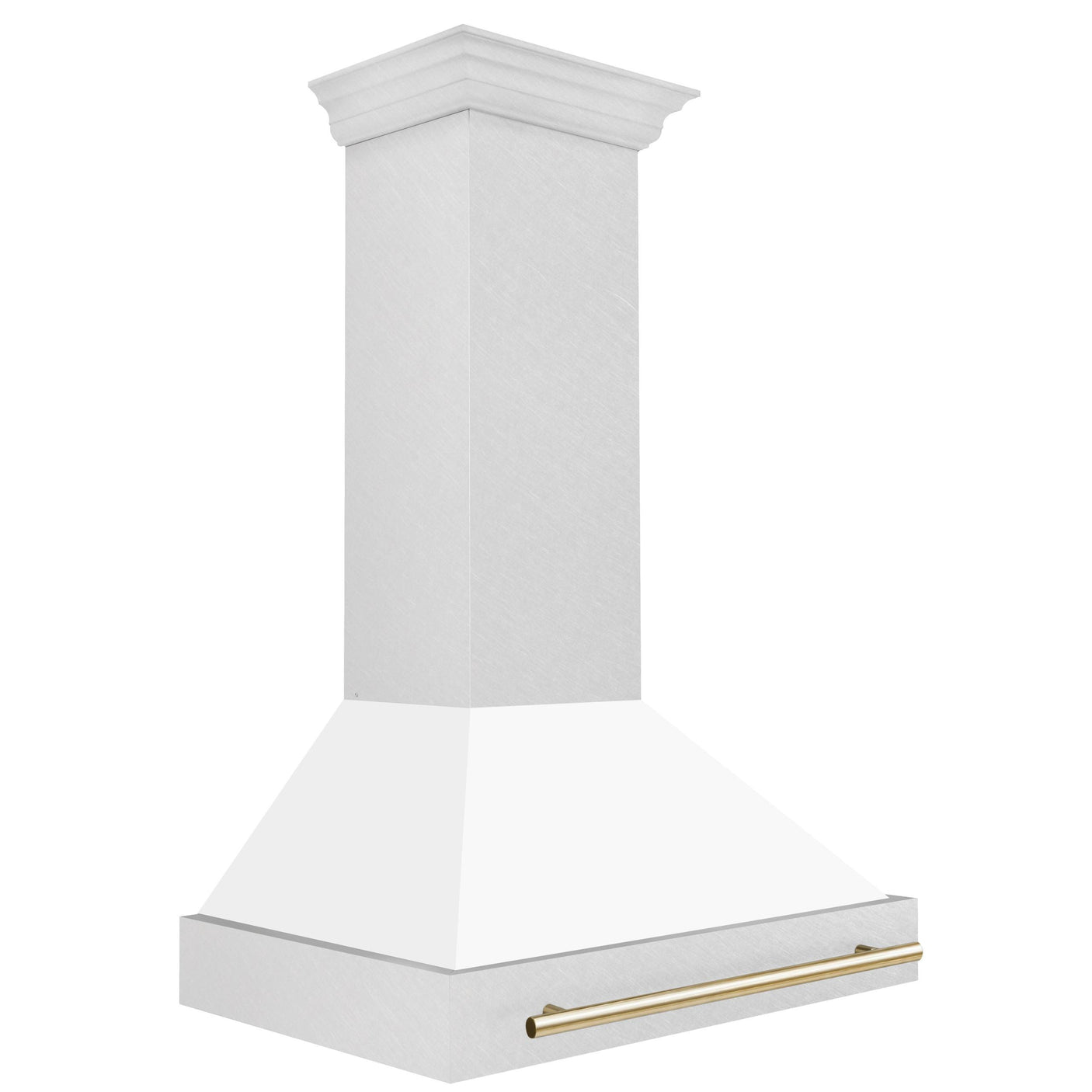 36 in. ZLINE Autograph Edition DuraSnow Stainless Steel Range Hood with White Matte Shell and Accented Handle (8654SNZ-WM36) [Color: Gold]