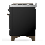ILVE UM36FQNR3BKBLP Majestic III 36 inch Dual Fuel Range with 6 Black Brass Burners and Griddle, Dual Function Burner up to 25,000 BTU (Solid Door, Glossy Black, Burnished, Liquid Propane)