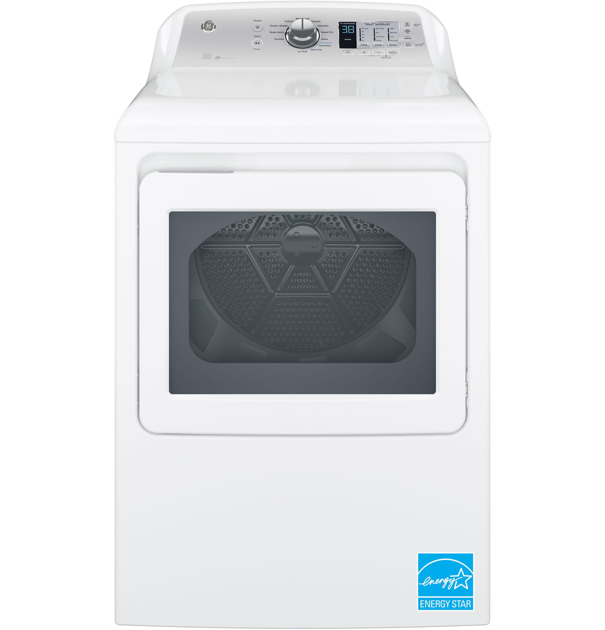 GE® ENERGY STAR® 7.4 cu. ft. Capacity aluminized alloy drum Gas Dryer with Sensor Dry