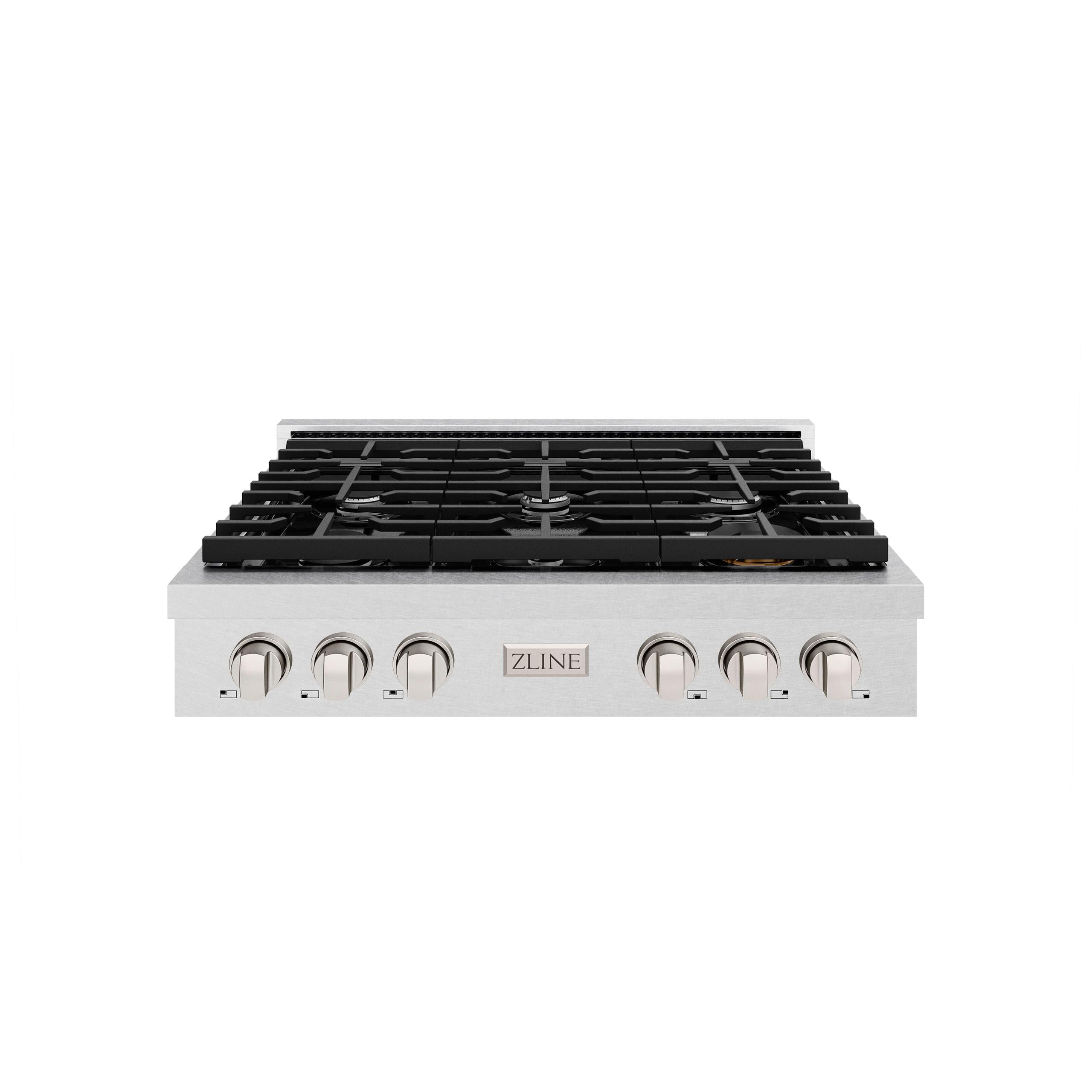 ZLINE 36 in. Paramount Gas Rangetop with 6 Burners and Porcelain Cooktop in DuraSnow' Stainless Steel (SRTS-36)