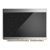 ILVE UMDIB40NR3BKG Majestic III 40 inch Induction Range with 6 Elements, 3.82 cu. ft. Total Oven Capacity (Triple Glass Door, Glossy Black, Brass)