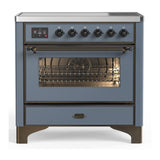 ILVE UMIB36NR3BGB Majestic III 36 inch Induction Range with 6 Elements, 3.5 cu. ft. Total Oven Capacity (Triple Glass Door, Blue Grey, Burnished)