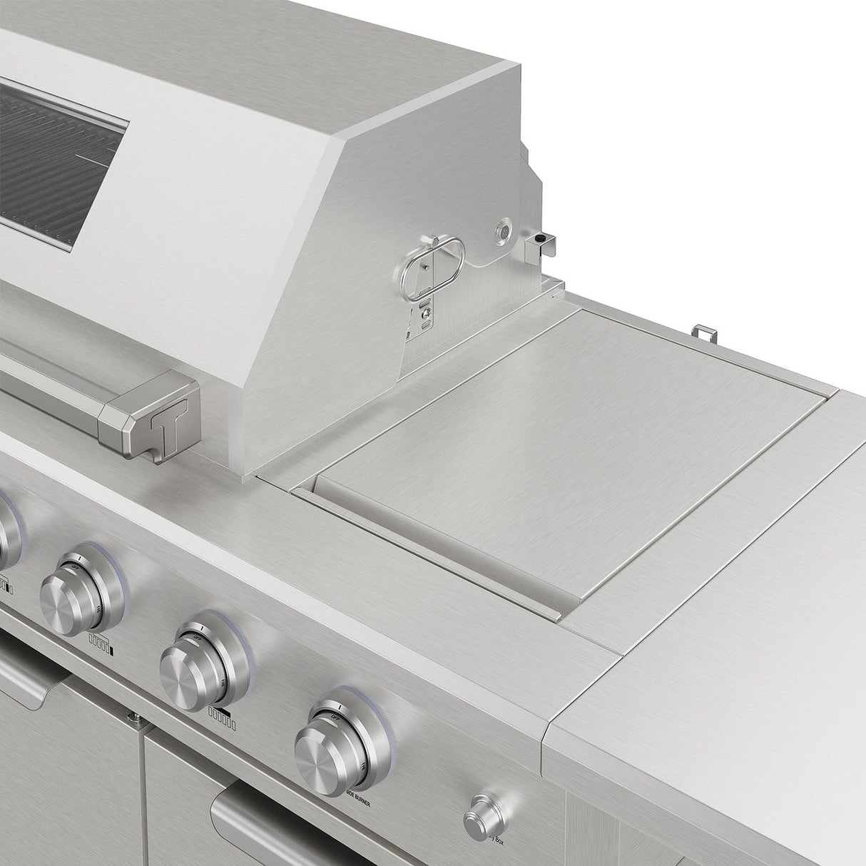 10 Ft. Outdoor Kitchen Island With Gas Grill & Side Burner, Sink & Drawer 77,000 BTU - Stainless Steel