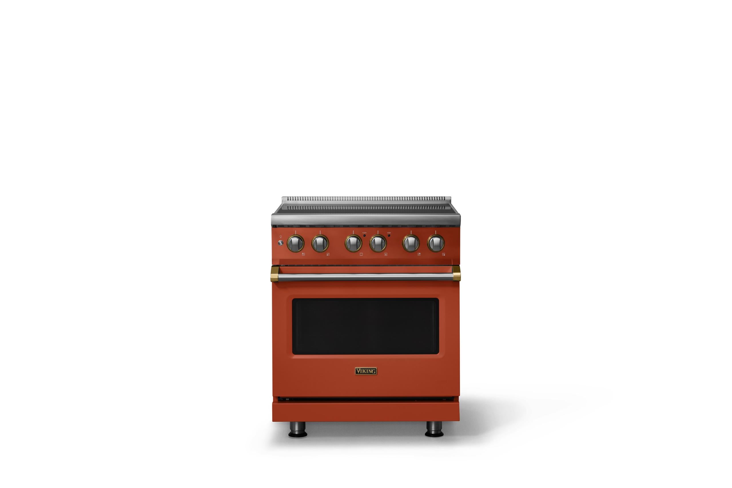 30"W. Induction Range (Finish: Spiced Cider, Trim: Brushed Brass)