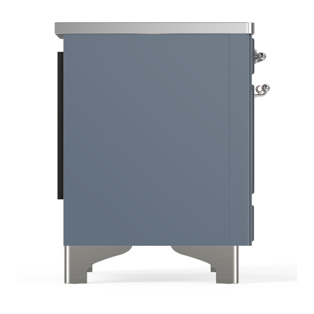 ILVE UMIB36QNR3BGC Majestic III 36 inch Induction Range with 6 Elements, 3.5 cu. ft. Total Oven Capacity (Solid Door, Blue Grey, Chrome)