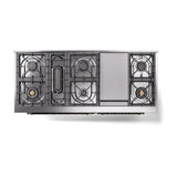 ILVE UN60FQNMPSSBLP Nostalgie II Noblesse 60 inch Dual Fuel Range (9 Sealed Burners + Griddle, Liquid Propane, Solid Door, Stainless Steel, Burnished)
