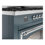 ILVE UN60FNMPBGCLP Nostalgie II Noblesse 60 inch Dual Fuel Range (9 Sealed Burners + Griddle, Liquid Propane, Triple Glass Door, Blue Grey, Chrome)