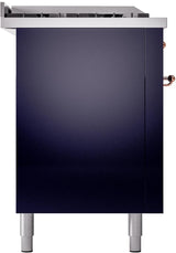 Nostalgie II 60 Inch Dual Fuel Liquid Propane Freestanding Range in Blue with Copper Trim