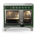 ILVE UMDIB40QNR3EGC Majestic III 40 inch Induction Range with 6 Elements, 3.82 cu. ft. Total Oven Capacity (Solid Door, Emerald Green, Chrome)