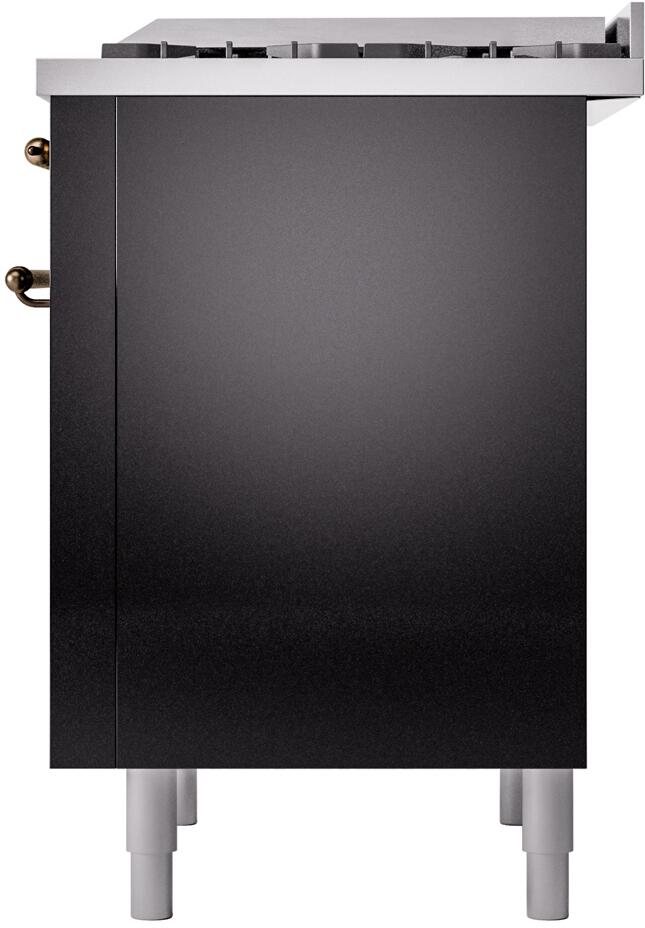 Nostalgie II 36 Inch Dual Fuel Natural Gas Freestanding Range in Glossy Black with Bronze Trim
