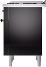 Nostalgie II 36 Inch Dual Fuel Natural Gas Freestanding Range in Glossy Black with Bronze Trim