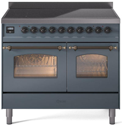Nostalgie II 40 Inch Electric Freestanding Range in Blue Grey with Bronze Trim