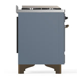 ILVE UM60FQNR3BGB Majestic III 60 inch Dual Fuel Range with 9 Burners and Griddle, Dual Function Burner up to 25,000 BTU (Natural Gas, Solid Door, Blue Grey, Burnished)