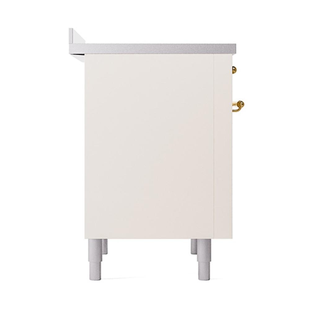 ILVE UNI366QNMPAWG Nostalgie II Noblesse 36 inch Induction Range (Solid Door, Antique White, Brass)