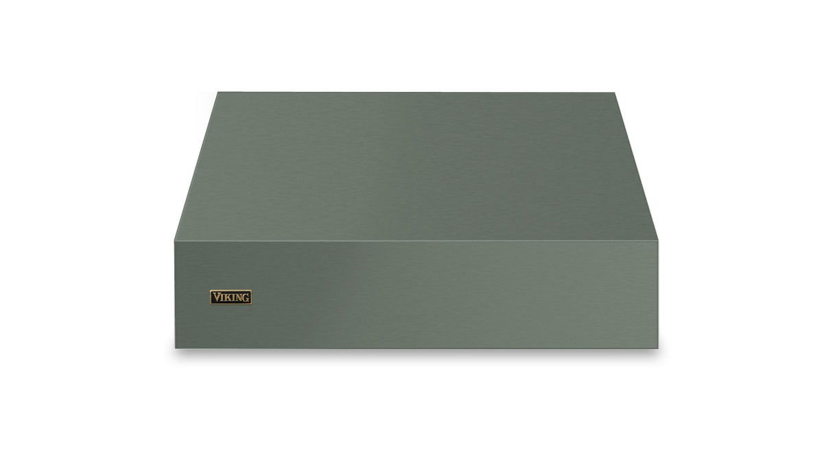 36"W. 18"H. Wall Hood (Finish: Eucalyptus, Trim: Brushed Brass)