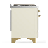 ILVE UM60FSNR3AWG Majestic III 60 inch Dual Fuel Range with 7 Burners, Griddle and French Top, Dual Function Burner with up to 25,000 BTU (Natural Gas, Triple Glass Door, Antique White, Brass)