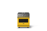 30"W. Open Burner Gas Range (Finish: Daffodil, Trim: Brushed Brass, Fuel: Propane)