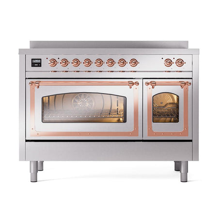 ILVE UNI486NMPSSP Nostalgie II Noblesse 48 inch Induction Range (Triple Glass Door, Stainless Steel, Copper)