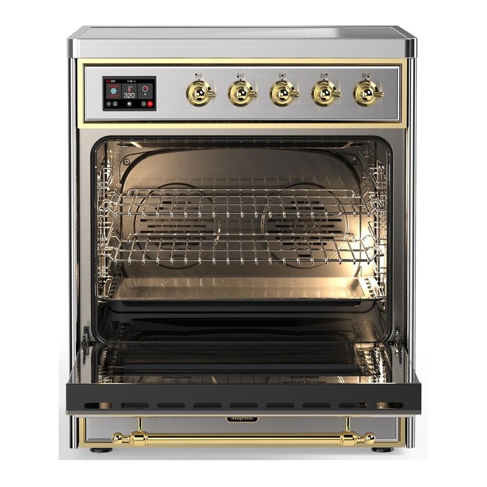ILVE UMIB30NR3SSG Majestic III 30 inch Induction Range with 4 Elements, 4 cu. ft. Oven Capacity (Triple Glass Door, Stainless Steel, Brass)