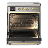 ILVE UMIB30NR3SSG Majestic III 30 inch Induction Range with 4 Elements, 4 cu. ft. Oven Capacity (Triple Glass Door, Stainless Steel, Brass)