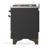 ILVE UMD40FQNR3MGB Majestic III 40 inch Dual Fuel Range with 6 Burners and Griddle, Dual Function Burner up to 25,000 BTU (Natural Gas, Solid Door, Graphite Matte, Burnished)