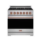 36 Inch Professional Gas Range With Precision Knob In Stainless Steel and Rose Gold  Gordon Ramsay Series