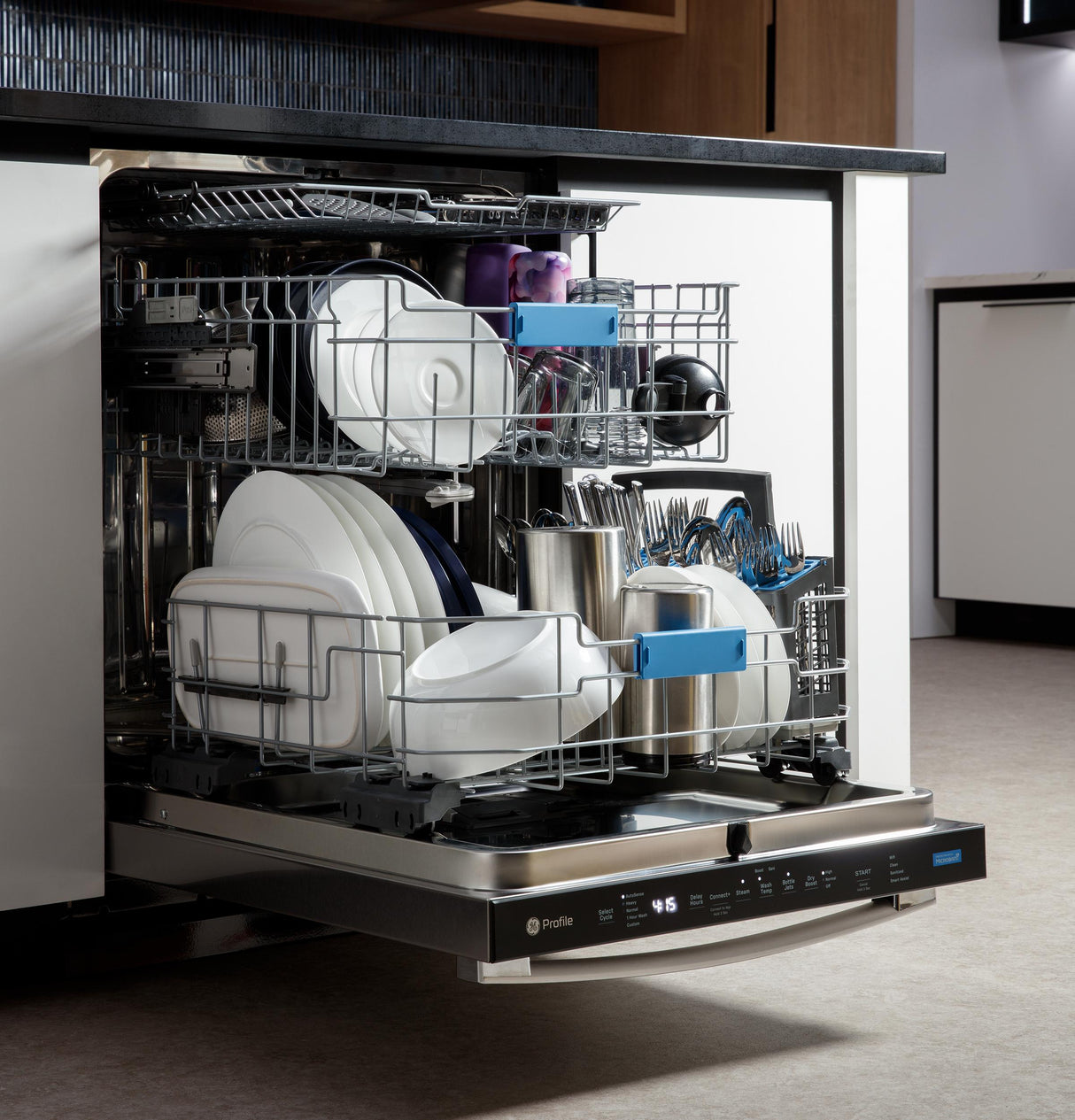 GE Profile™ ENERGY STAR® Fingerprint Resistant Top Control Stainless Interior Dishwasher with Microban™ Antimicrobial Technology