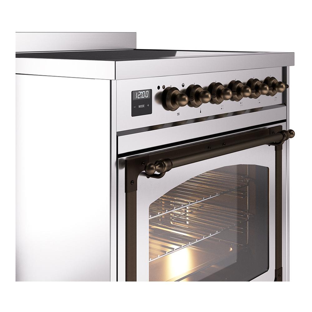 ILVE UNI304NMPSSB Nostalgie II Noblesse 30 inch Induction Range (Triple Glass Door, Stainless Steel, Burnished)