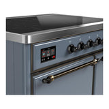 ILVE UMDIB40QNR3BGB Majestic III 40 inch Induction Range with 6 Elements, 3.82 cu. ft. Total Oven Capacity (Solid Door, Blue Grey, Burnished)
