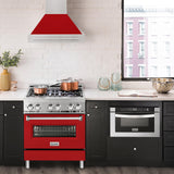ZLINE 30 in. Stainless Steel Range Hood with Colored Shell Options and Stainless Steel Handle (8654STX-30) [Color: Red Matte]