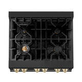 ZLINE Autograph Edition 30" 4.0 cu. ft. Dual Fuel Range with Gas Stove and Electric Oven in Black Stainless Steel with Accents (RABZ-30) [Color: Gold]