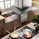 ZLINE Convertible Vent Island Mount Range Hood in Stainless Steel & Glass (GL9i)