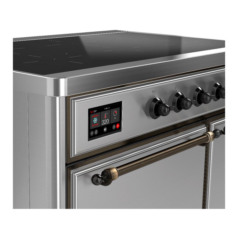 ILVE UMDIB40QNR3SSB Majestic III 40 inch Induction Range with 6 Elements, 3.82 cu. ft. Total Oven Capacity (Solid Door, Stainless Steel, Burnished)