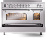 Nostalgie II 48 Inch Electric Freestanding Range in Stainless Steel with Chrome Trim