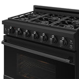 36 Inch Professional Liquid Propane Range With Precision Knob Control In Black  Gordon Ramsay Series