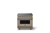 36"W. Induction Range (Finish: Nantucket, Trim: Brushed Brass)