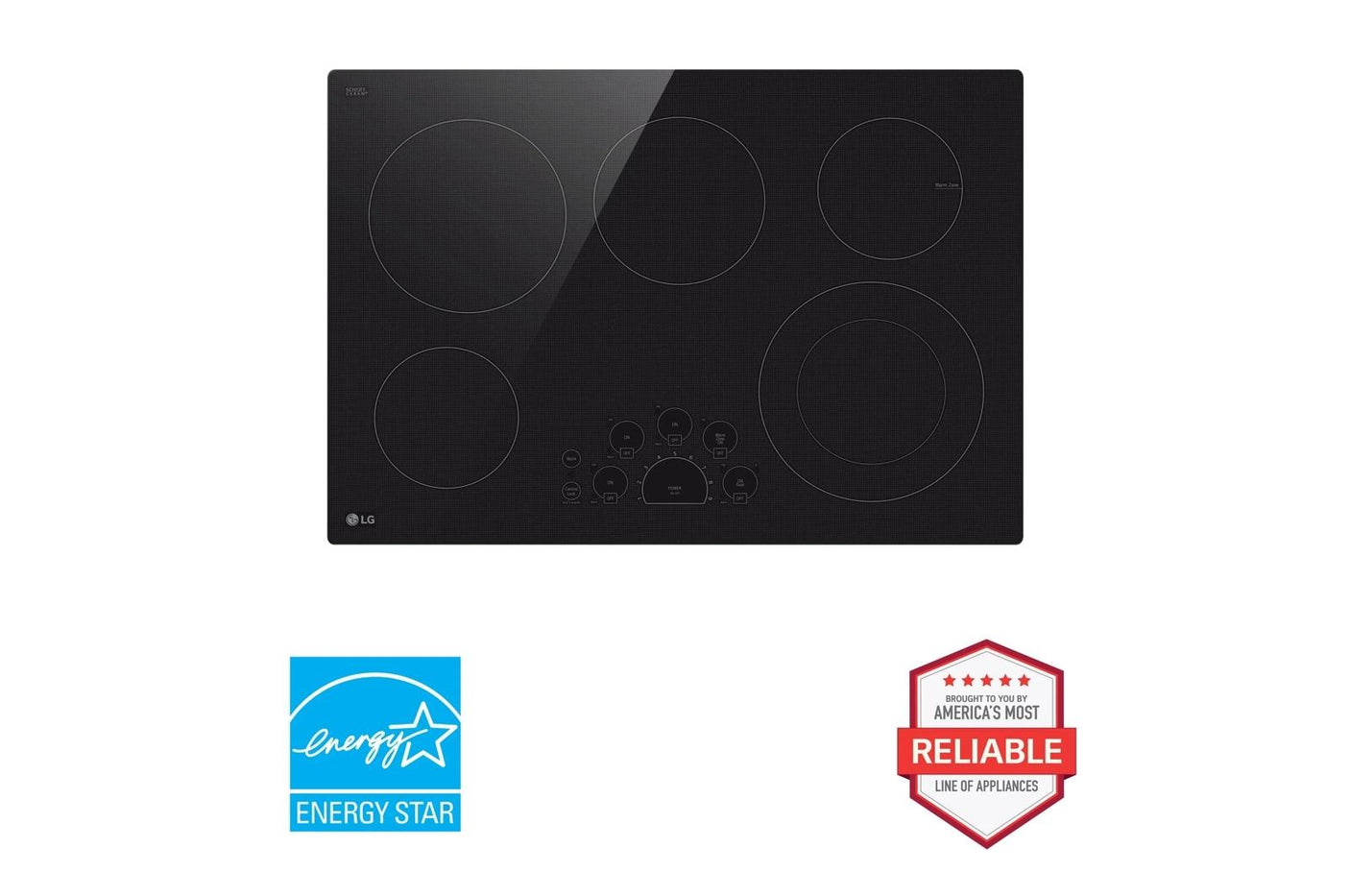 30" Radiant Cooktop, 5 Burner, Black, Energy Star
