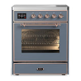 ILVE UMIB30NR3BGP Majestic III 30 inch Induction Range with 4 Elements, 4 cu. ft. Oven Capacity (Triple Glass Door, Blue Grey, Copper)