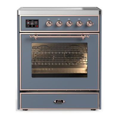ILVE UMIB30NR3BGP Majestic III 30 inch Induction Range with 4 Elements, 4 cu. ft. Oven Capacity (Triple Glass Door, Blue Grey, Copper)