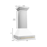 ZLINE 30 in. Autograph Edition Stainless Steel Range Hood with White Matte Shell and Accents (8654STZ-WM30) [Color: Gold]