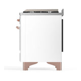 ILVE UMD40FNR3WHP Majestic III 40 inch Dual Fuel Range with 6 Burners and Griddle, Dual Function Burner up to 25,000 BTU (Natural Gas, Triple Glass Door, White, Copper)