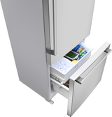 100 Series, free-standing fridge-freezer with freezer at bottom, Brushed steel (with anti-fingerprint), Total No Frost