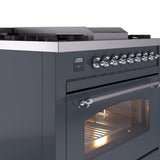 Nostalgie II 36 Inch Dual Fuel Natural Gas Freestanding Range in Blue Grey with Chrome Trim